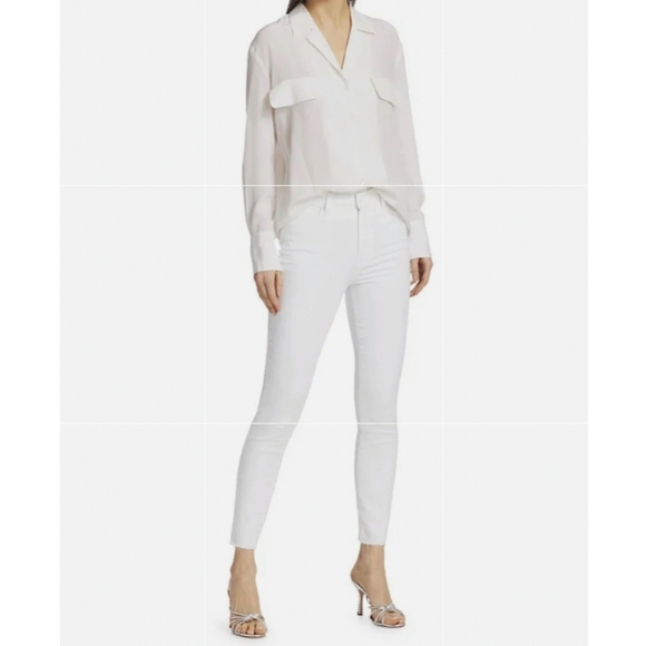 Paige Jeans Margot Ankle Skinny Jeans Crisp White Raw Hem Size 25 - Picture 3 of 8